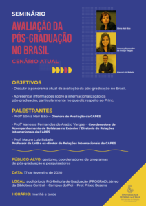 Composta por palestras e mesas-redondas, a programação ocorrerá durante todo o dia e contará com a presença de representantes da UFC, do Governo do Estado e da CAPES (Imagem: Divulgação)