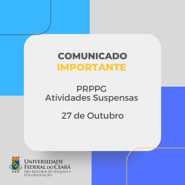 Atividades suspensas da PRPPG no dia 27 de Outubro